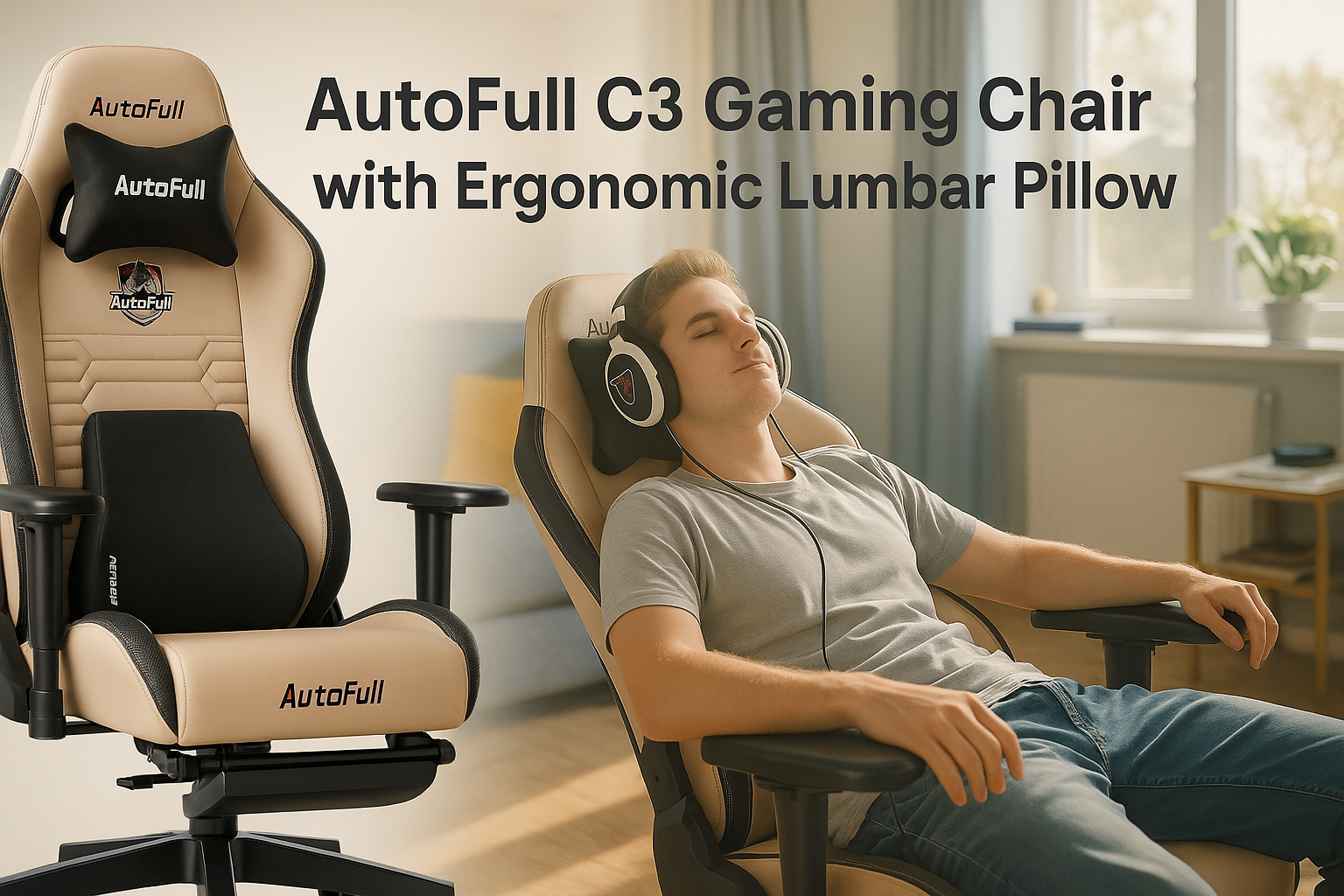 AutoFull C3 Gaming Chair with Ergonomic Lumbar Pillow
